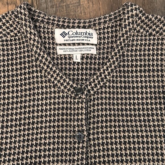 Columbia Rare 100% Cotton Tweed Black and White Vest Classic Knitted - Picture 5 of 9